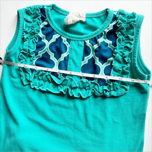 Honeydew Girl’s 2-Piece Turquoise Print Ruffle Outfit 6 7 sleeveless shorts - Picture 5 of 12